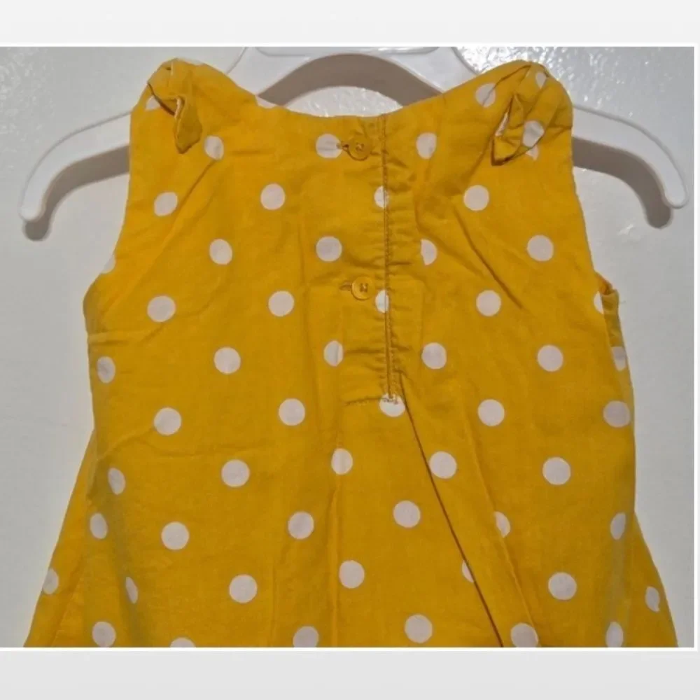 Gap Dress Girl Yellow White Polka Dot Sleeveless Summer Jumper 2